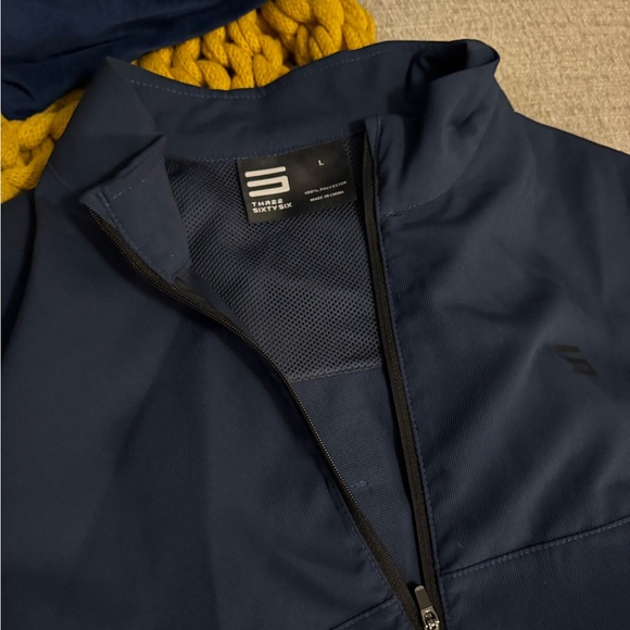 Three Sixty Six Men’s Vented, Dry Fit, 1/4 Zip Golf Jacket -(Navy) Size Large - Picture 8 of 13